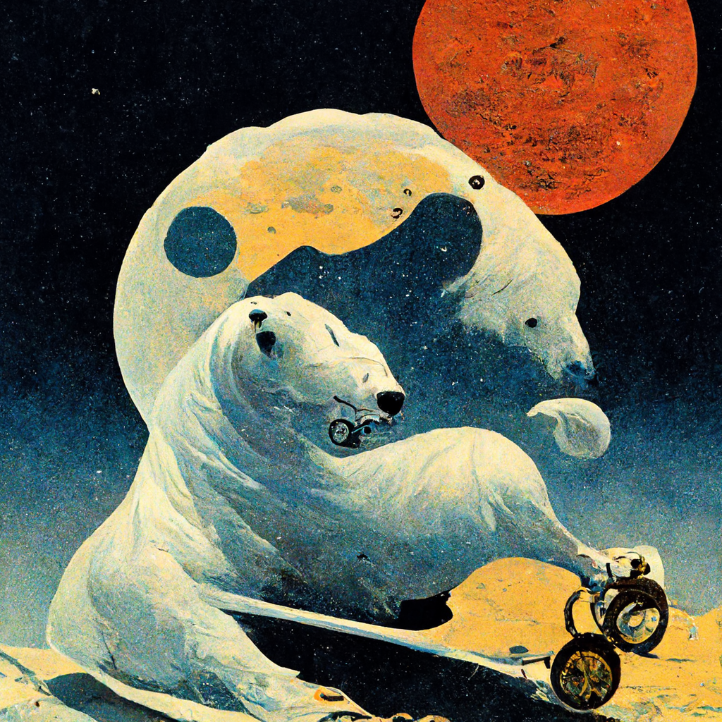 Polar Bear on the Moon AI Art